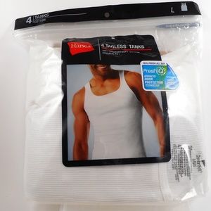 Hanes Tagless 4 Pack Tank Shirt Mens Size L!.